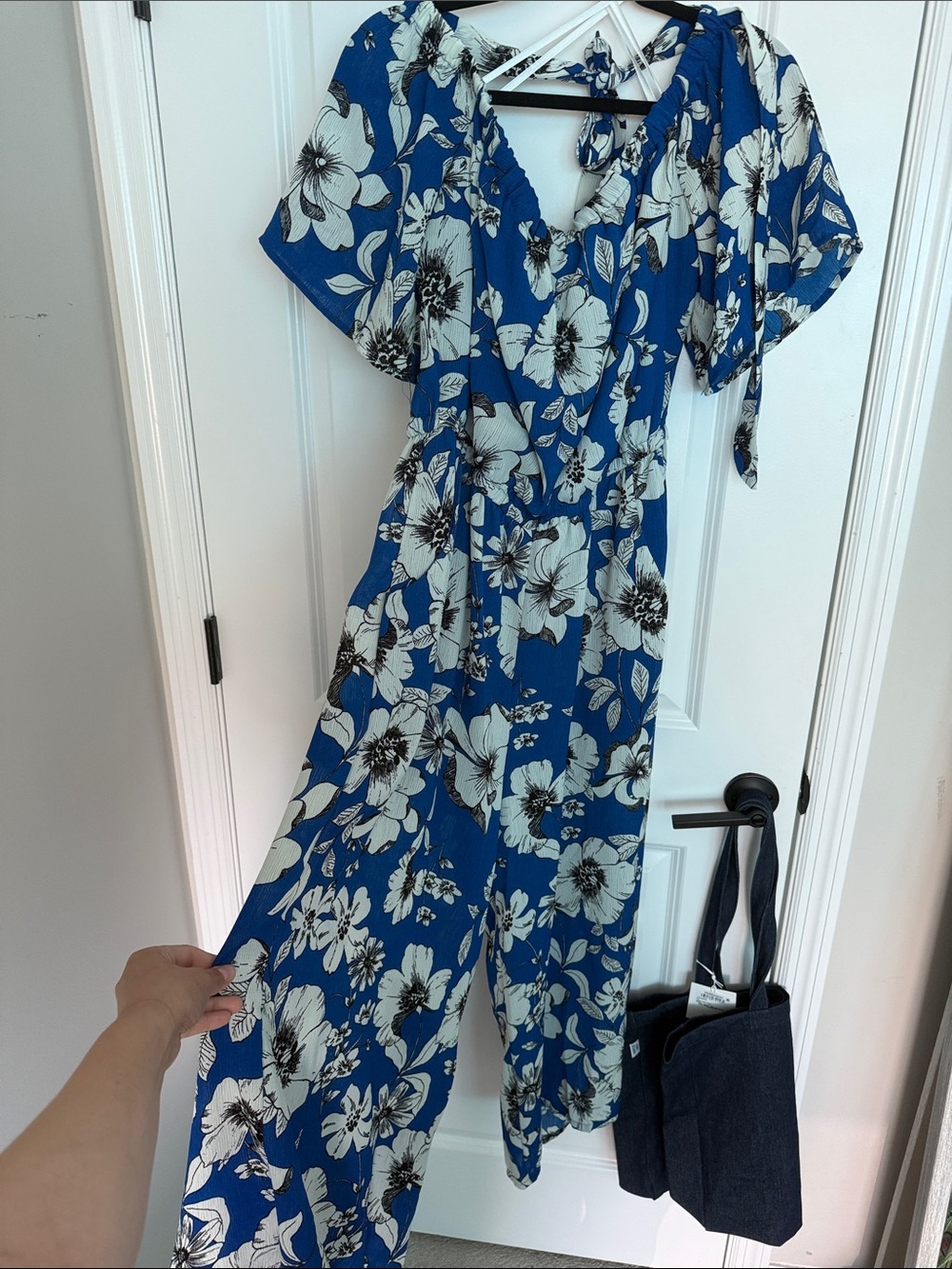 Luxology Blue Floral Wide-Leg Jumpsuit